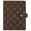 Copertura del quaderno Louis Vuitton Monogram Agenda MM in pelle PVC marrone in ottime condizioni