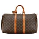 Sac de voyage Louis Vuitton Monogram Keepall Bandouliere 45 M41428 en cuir PVC marron en bon état