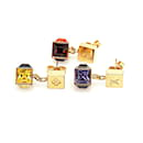 Louis Vuitton Gold Crystal Gamble Drop Earrings