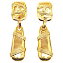 Chanel Vintage Coco Mark Swing Earrings Gold Plated in Very Good Condition