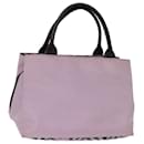 BURBERRY Nova Check Blue Label Hand Bag Nylon Pink Auth yk12779 - Burberry