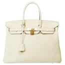 HERMES BIRKIN BAG 35 in Beige Leather - 101994 - Hermès