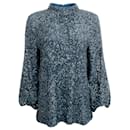Lafayette 148 New York Blue Sequined Mock Neck Blouse - Autre Marque