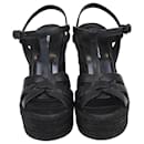 Saint Laurent Black Esparilles Tribute Wedge Sandals