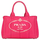 Sac à main cabas rose Prada Small Canapa Logo