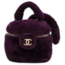 Purple Chanel Small Quilted Shearling Vanity Case Satchel