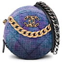 Purple Chanel Tweed 19 Round Clutch with Chain Satchel