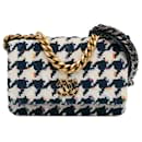 Tweed Chanel Azul 19 Carteira na bolsa de corrente