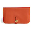 Hermès Dogon wallet in orange Clemence leather Year 2003