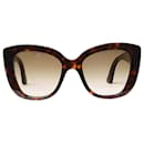 Brown oversized tortoise shell cat-eye sunglasses - Gucci
