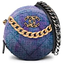 Chanel Purple Tweed 19 Round Clutch With Chain