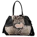 Prada Brown Tessuto Python Print Bow Satchel