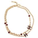 NEW CHANEL NECKLACE LOGO CC PEARL NECKLACE 90-94 GOLDEN METAL GOLDEN NECKLACE - Chanel