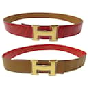 NEUF CEINTURE HERMES T85 BOUCLE H REVERSIBLE CUIR DE CROCODILE & BOX BELT - Hermès