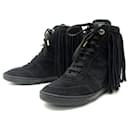 CHAUSSURES LOUIS VUITTON 38.5 BASKETS A TALONS COMPENSES EN DAIM NOIR SHOES - Louis Vuitton