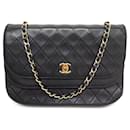 VINTAGE CHANEL TIMELESS lined FLAP BAG BLACK QUILTED LEATHER HANDBAG PURSE - Chanel