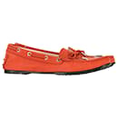 Tod's Gommino Bow Loafers Orange Suede