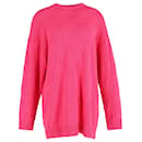 Balenciaga  Textured Logo Crew Neck Jumper In Pink Cotton