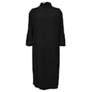 Dries Van Noten Kleid mit ausgestellten Ärmeln und Saum aus schwarzem Polyester