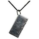 Hermes Symbol AMOUR Necklace Silver Black Metal Leather in Very Good Condition - Hermès