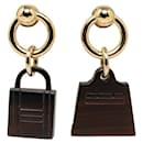 Hermes Lacquered Horn Kelly & Padlock Amulette Earrings Metal Earrings in Good condition - Hermès
