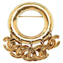 Broche vintage da Chanel em ouro banhado com o logotipo Coco de 5 elos em muito bom estado