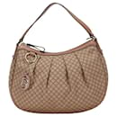 Bolso de un solo hombro de cuero y lona con diamantes de Gucci 232955 en muy buen estado