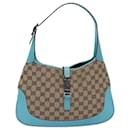 GUCCI Jackie GG Canvas Shoulder Bag Light Blue Beige 00963 Auth yk12888A - Gucci