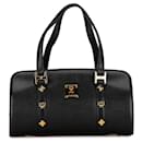 Black MCM Leather Studded Barrel Handbag