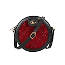 GUCCI Velvet GG Monogram Bolso de hombro redondo de piel de becerro texturizada Rojo Cipria Negro 574978 - Gucci