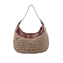 Borsa a tracolla in pelle di tela Fendi Zucchino in beige (8BR552)