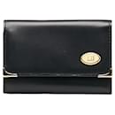 Dunhill Leather Oxford Logo Gold Hardware 6-Key Case Black in Very Good Condition - Alfred Dunhill