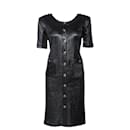 Seltene schwarze metallische Strickkleid - Chanel