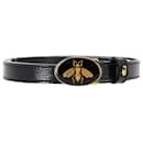 Gucci Bee Buckle Belt in Black Leather