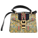 Gucci Mini Sylvie Top Handle Bag in Gold Brocade Silk