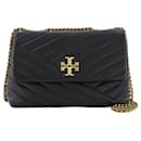 Kira Chevron Small Hobo Bag - Tory Burch -  Black - Leather