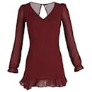 Mini-robe Reformation à manches longues en polyester bordeaux