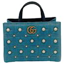 Gucci Marmont Denim Pearl Tote Bag