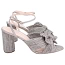 Loeffler Randall Camellia Knotted Metallic Sandals in Silver Satin