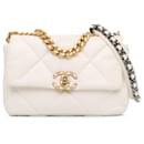 Chanel White Medium Lambskin 19 Flap