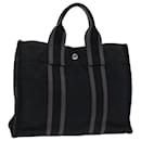 HERMES Fourre Tout PM Hand Bag Canvas Black Gray Auth bs14839 - Hermès