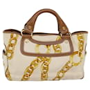 CELINE Boogie bag Hand Bag Canvas Leather Beige Yellow Auth yk12809 - Céline