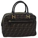 FENDI Zucca Canvas Hand Bag Black Brown Auth yk12795 - Fendi