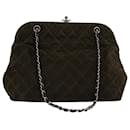 CHANEL Borsa a tracolla con catena Matelasse Pelle scamosciata Cachi CC Auth 77106 - Chanel