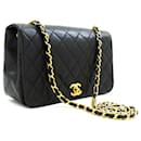 CHANEL Full Flap Chain Umhängetasche Crossbody Black Quilted Lamb - Chanel