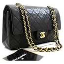 Chanel Classic lined flap 10" Chain Shoulder Bag Black Lambskin