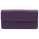 Portefeuille à Rabat Long Cuir Nappa Intrecciato Violet - Bottega Veneta