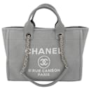 Deauville Medium Raffia 2-Ways Tote Bag Grey - Chanel