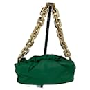 Bottega Veneta Pochette in pelle con catena verde