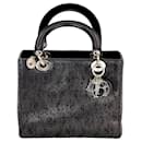 Bolsa de ombro Christian Dior Medium Lady Laced Couro Preto Edição Limitada